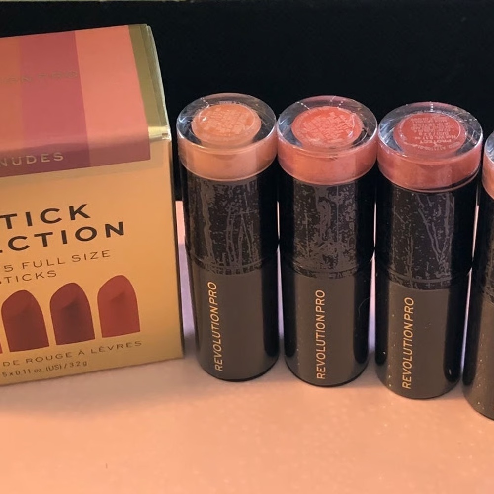 Revolution Pro Lipstick Collections 5 FIVE FULL SIZED LIPSTICKS Matte Nudes